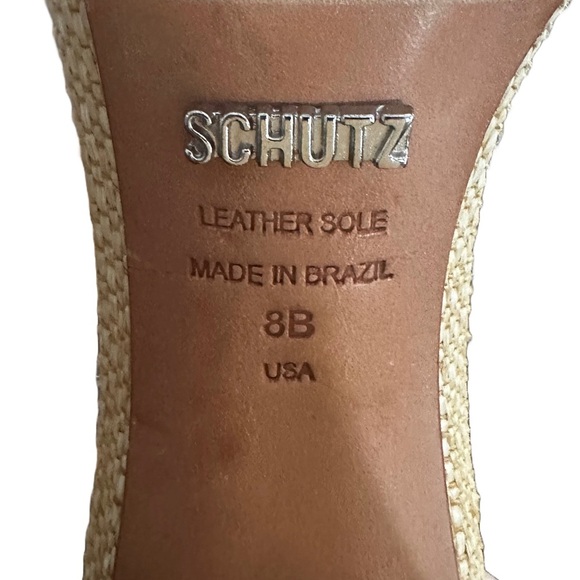 SCHUTZ Caroline Carolaine Raffia Embroidery Flame Palm Leaf Heels Shoes 8B - Picture 5 of 7